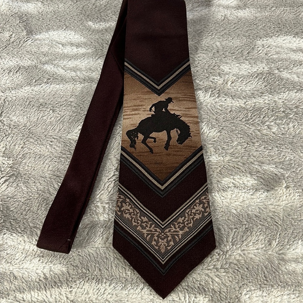 Vintage,Roper Brown Silk Western Tie Gem